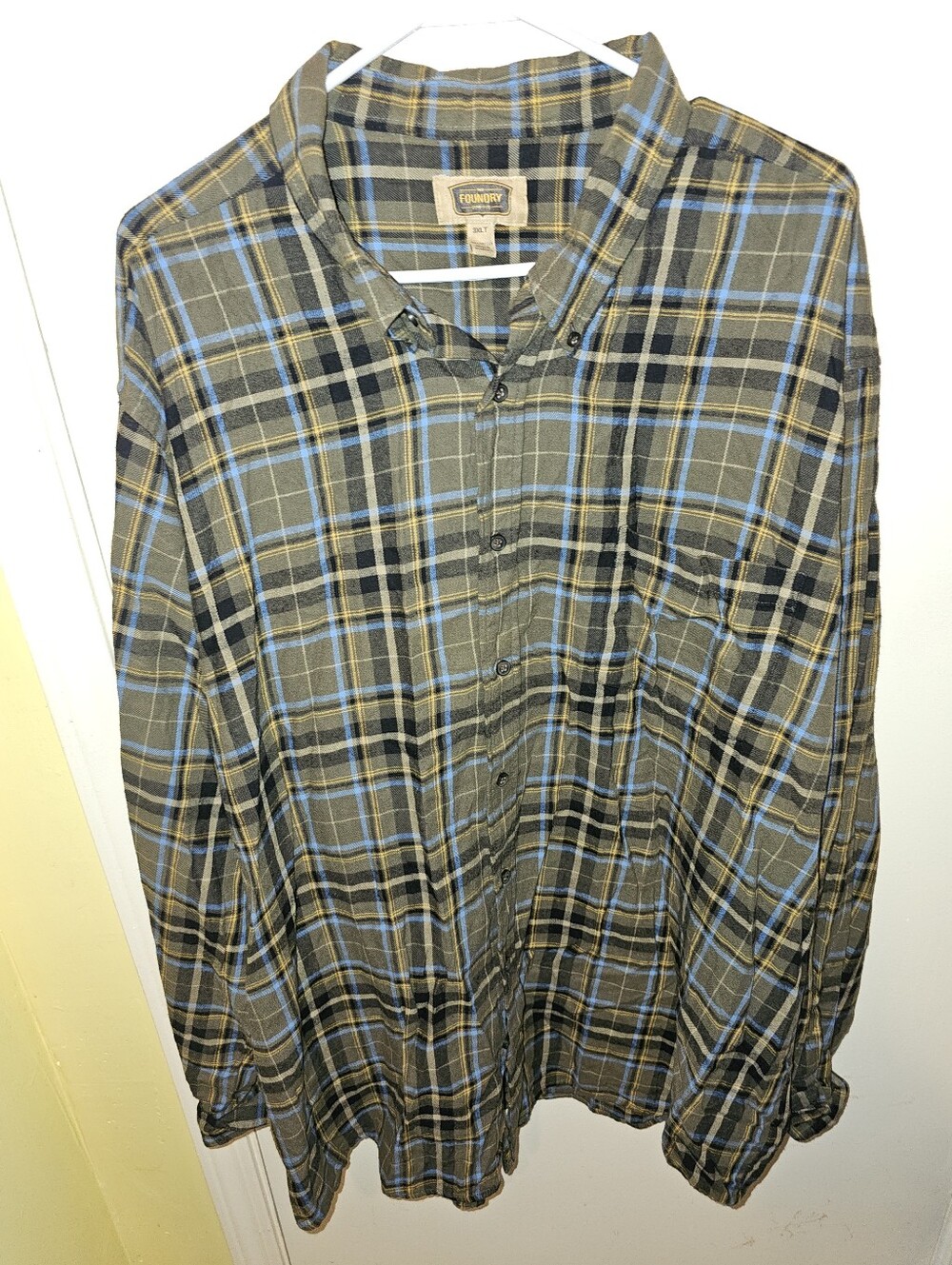 The Foundry Supply Co. Men's Olive Plaid Button-Down Shirt